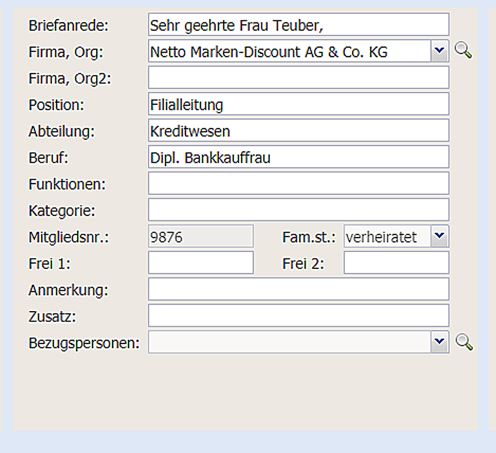 Das neue Feld „Bezugsperson“ in unser CRM-System