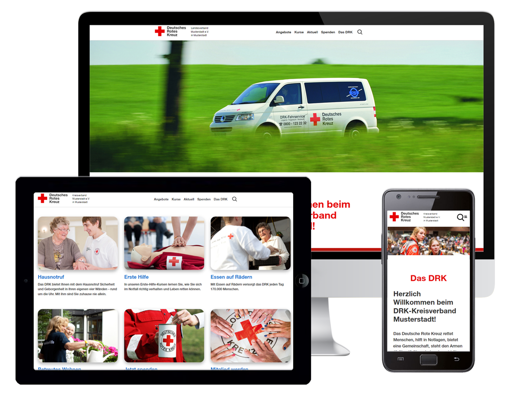 Responsive Ansicht der Musterwebseiten - TYPO3 Version 12.4 