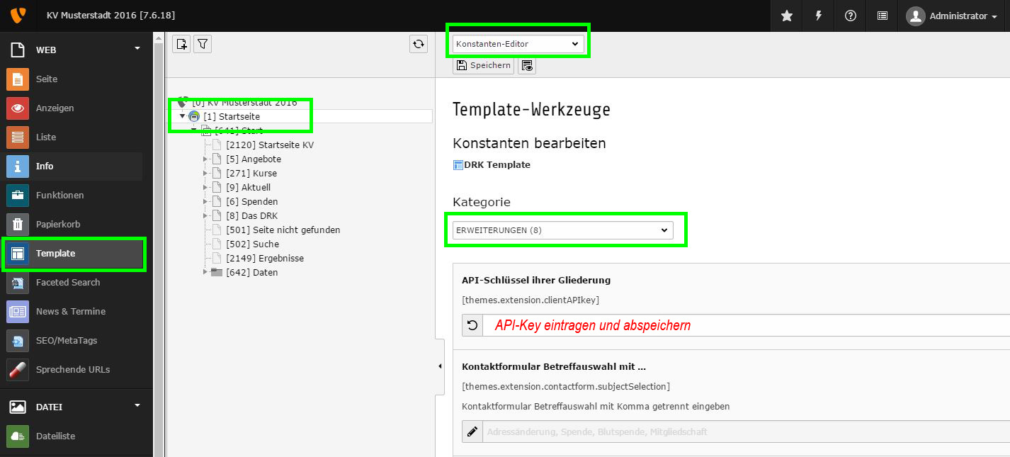 Abbildung 1: API-Key eintragen