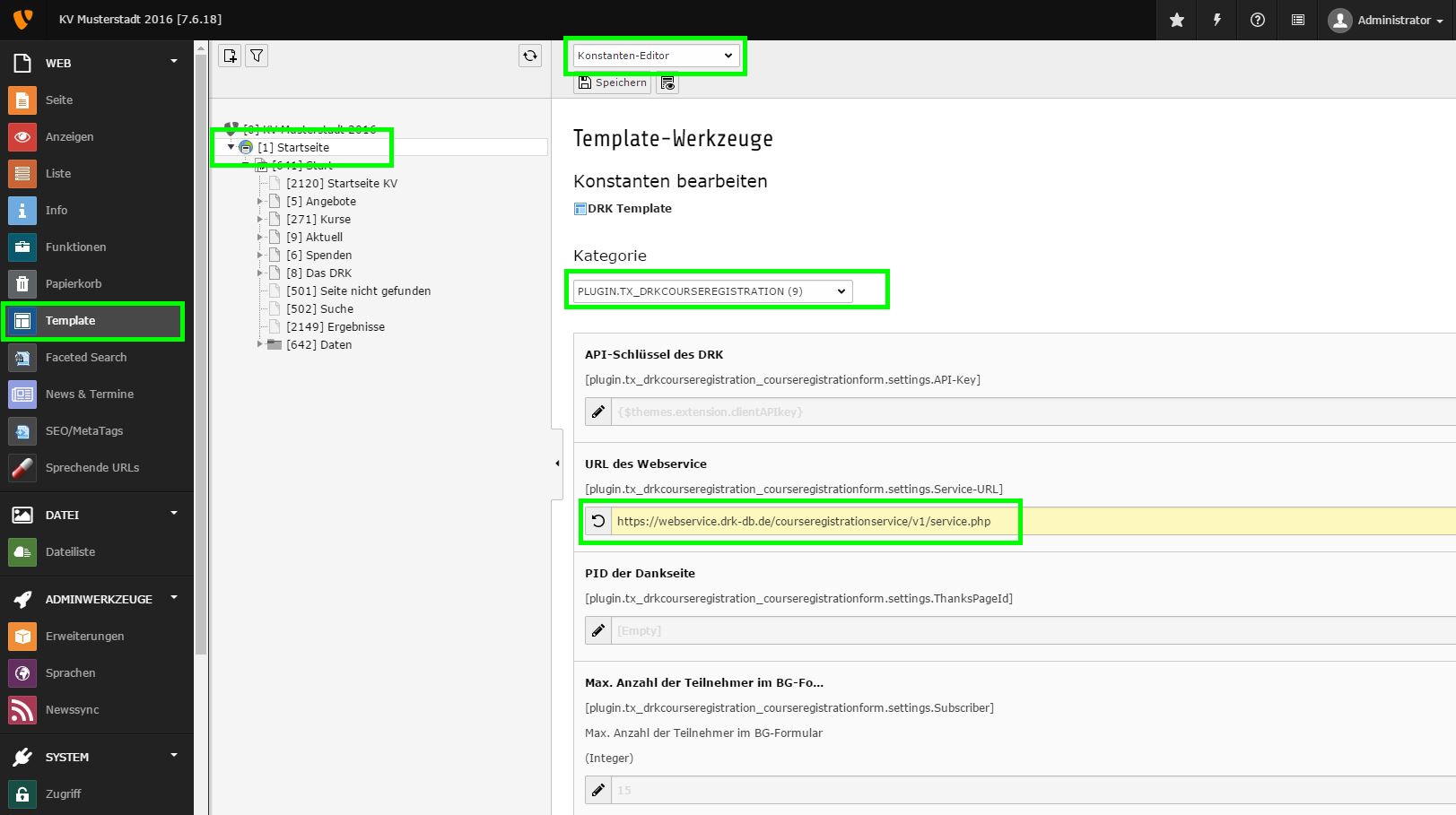 Abbildung 2: URL des Webservices eintragen