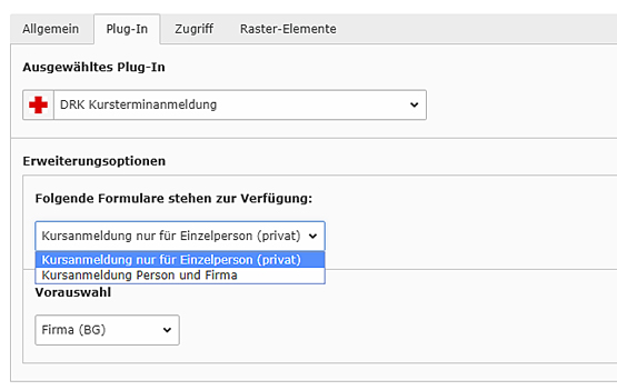 Einstellungen für Redakteure