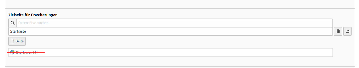 Falsche Zielseite löschen