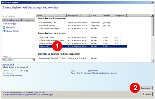 PDF-Plugin deaktivieren unter Internet Explorer