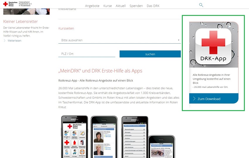 Lesezeichen DRK-App zum Download
