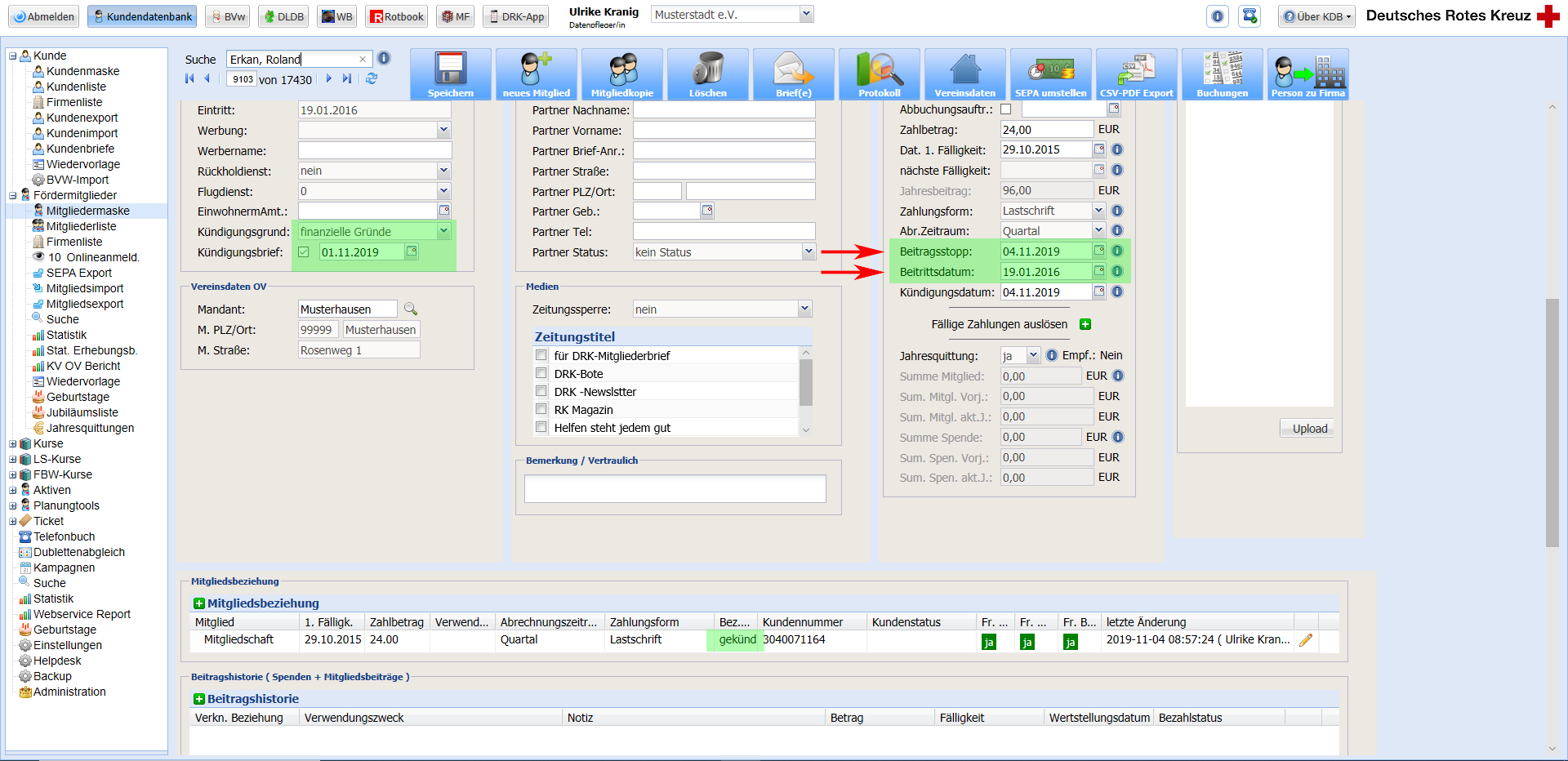 Automatisierter Workflow für „Beitragsstopp“ nach Eintrag des in der Zukunft liegenden Kündigungsdatum 