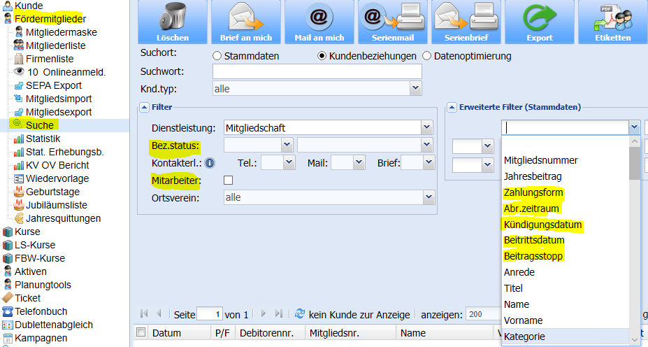 FMV Suche, Optimierung der Suchkriterien