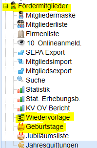 FMV Verzeichnisbaum - Erweiterung um Geburtstagsliste + Wiedervorlage 