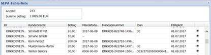 Wechsel aus SEPA-Fehlerliste auf das Mitglied