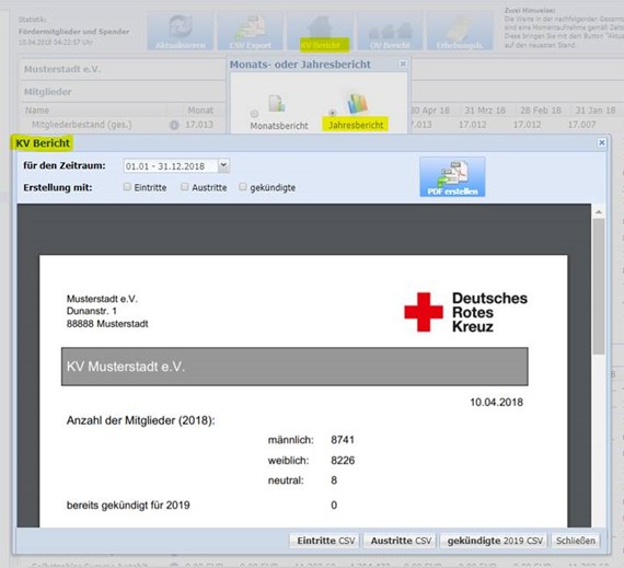 KV Monatsbericht / Darstellung – Siehe Screen 6