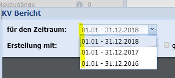 KV Monatsbericht / Eingrenzung vom Zeitraum (Monate, Jahr) – Siehe Screen 7 