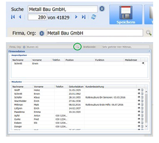 Schneller Zugriff auf Mitarbeiter über Firmenmaske