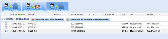 Dublettenabgleich bei Firmen