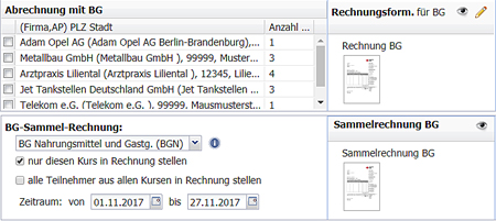 alle Teilnehmer aus allen Kursen in Rechnung stellen; Zeitraum von/bis