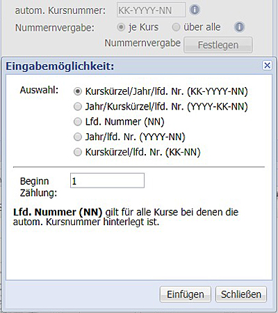 Kursnummernautomatik