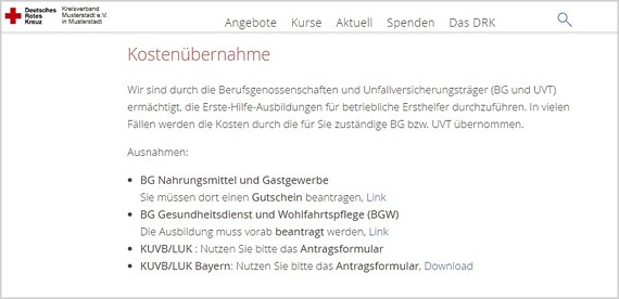 Ergänzende Hinweise auf Ihrer Webseite aufnehmen