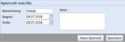 Sperrzeiten von/bis (Eintrag)
