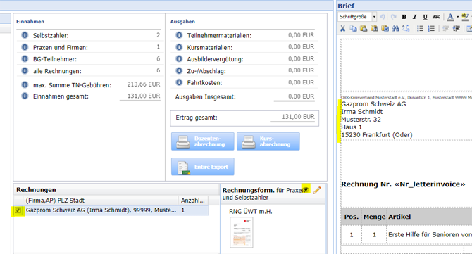 Wird der Formular-Bereich befüllt, wird statt der normalen Firmenadresse, die abweichende Rechnungsadresse verwendet (nur bei „RNG ÜWT" und „BRK RNG ÜWT" mit und ohne Hintergrundbild).