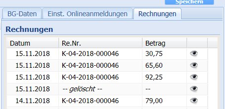 Ablage (Dokumentation) von Reservierungsmails, Kursterminen und Rechnungen