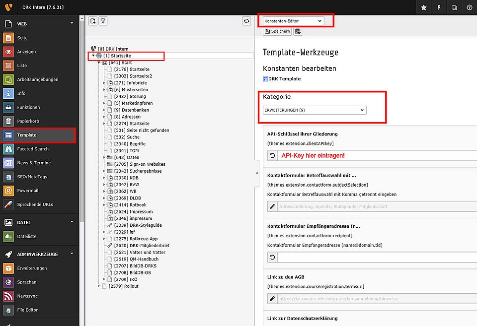 API-Key im TYPO3-Backend eintragen