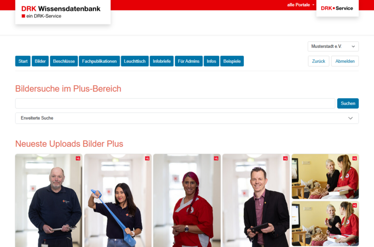 Screenshot von der Anwendung rotkreuzDIGITAL | Bilder