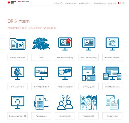 DRK-Intern.de - Landing-Page für die Datenbanken im DRK