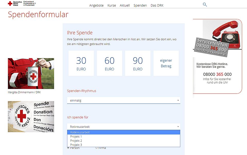 Onlinespenden Formular