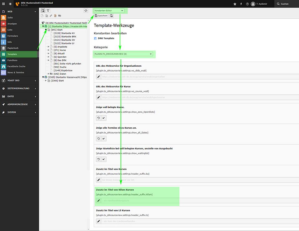 Den Zusatz im Titel von KiFam-Kursen ein- oder ausblenden - Einstellung im Backend